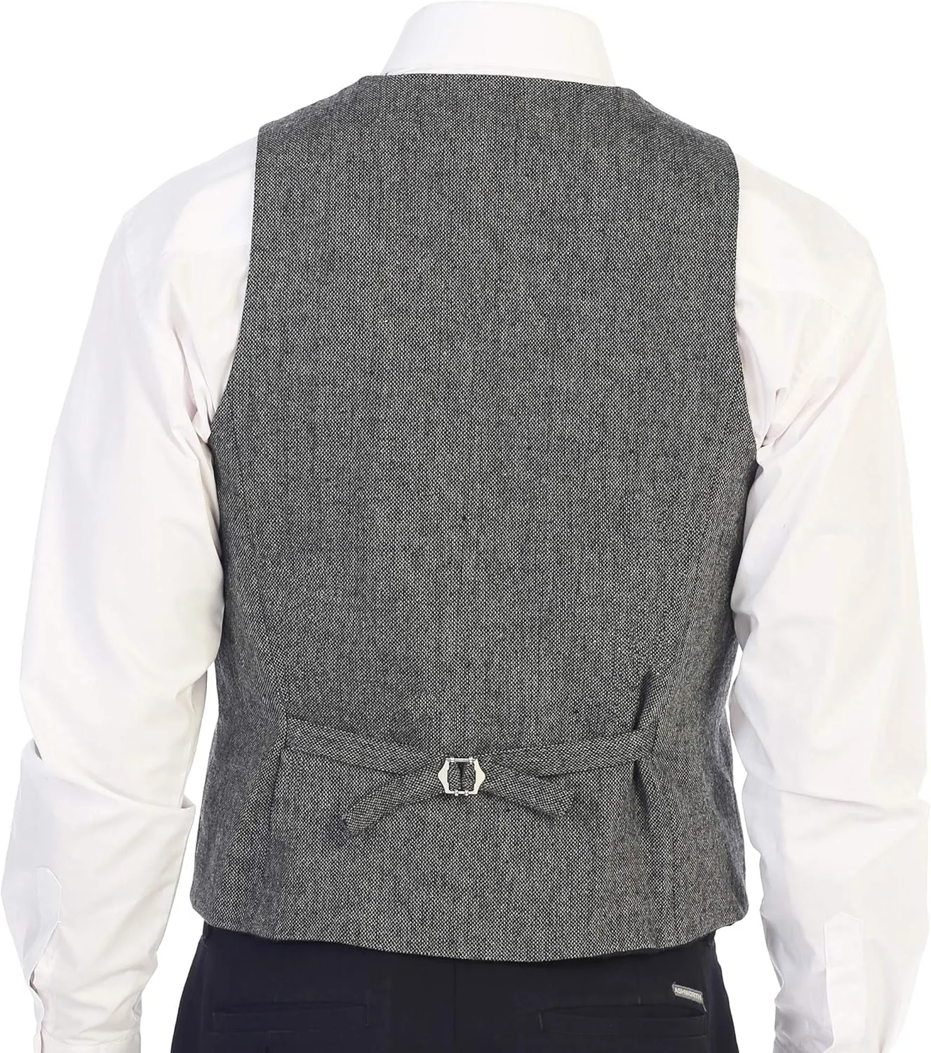 Gioberti Men's 6 Button Slim Fit Formal Herringbone Tweed Vest