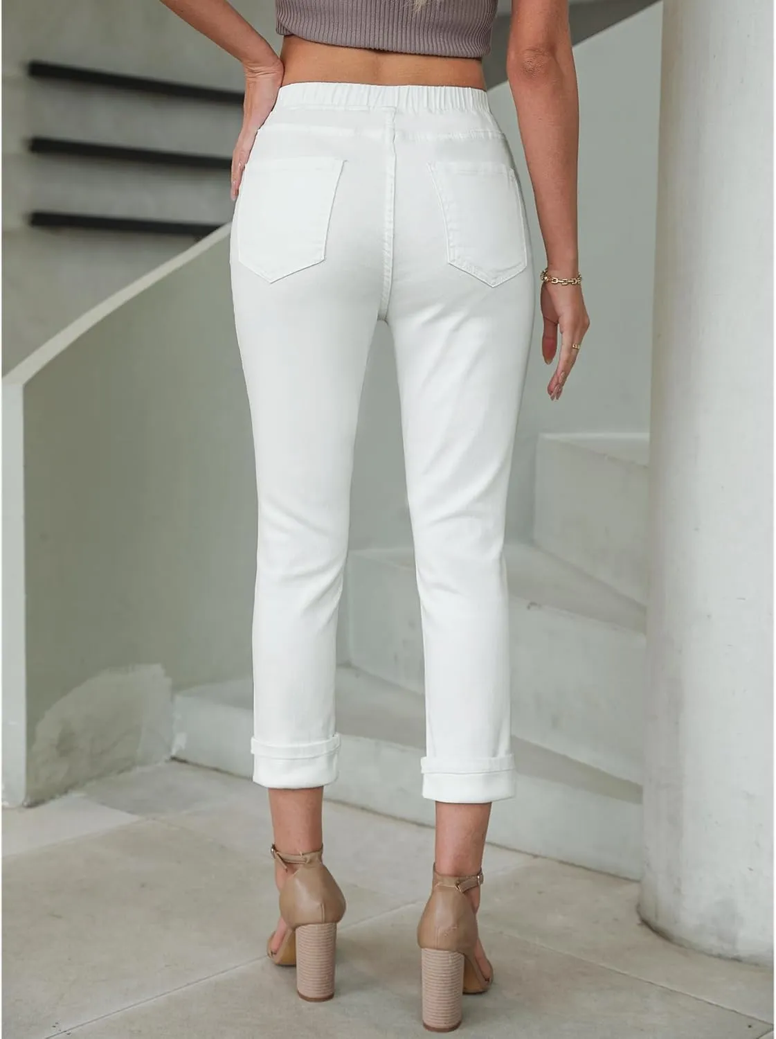 GRAPENT Pull On Jeans for Women High Waisted Skinny Capri Pants Trendy Stretch Denim Cropped Jeans Crop Jeggings Capris