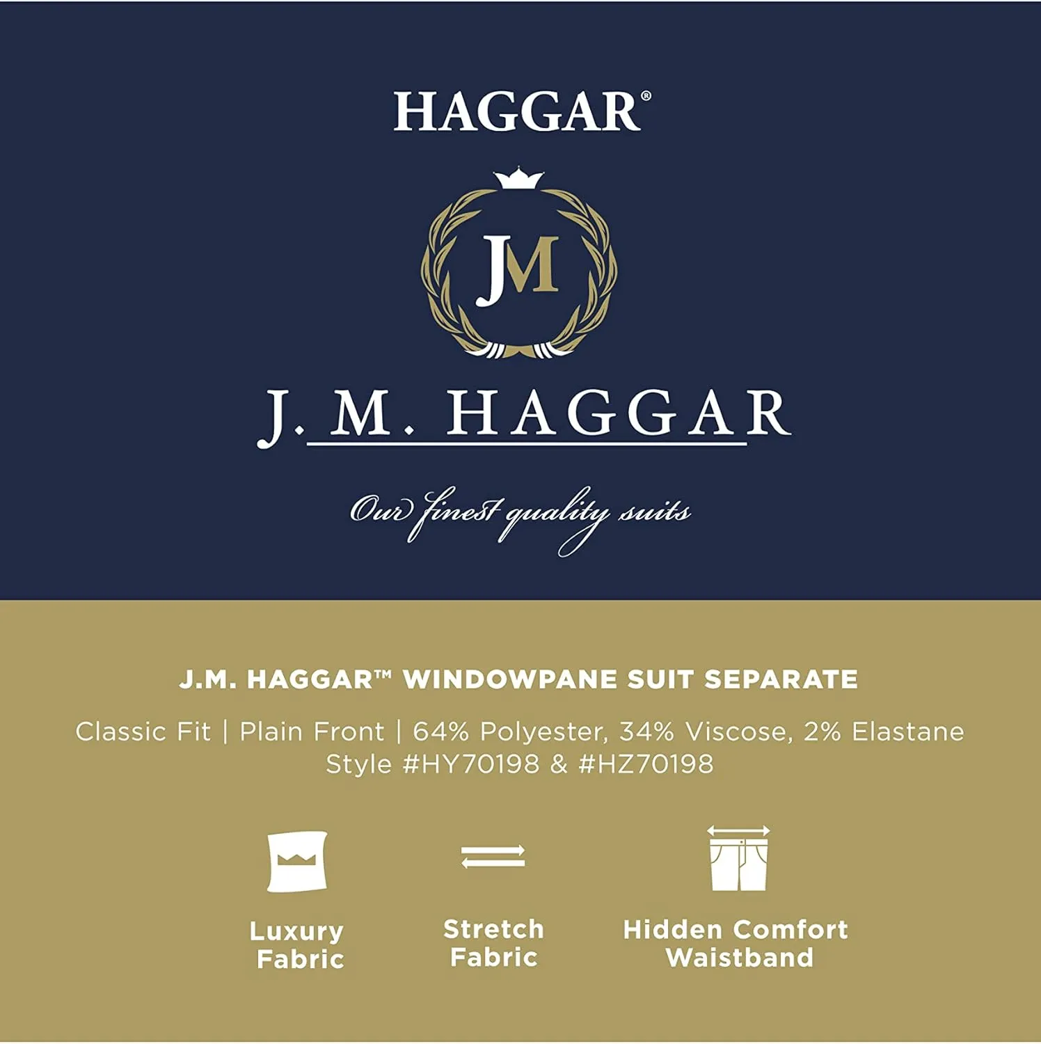 Haggar Mens JMH Premium Stretch Tailored Fit Suit Separates - Pants and Jackets