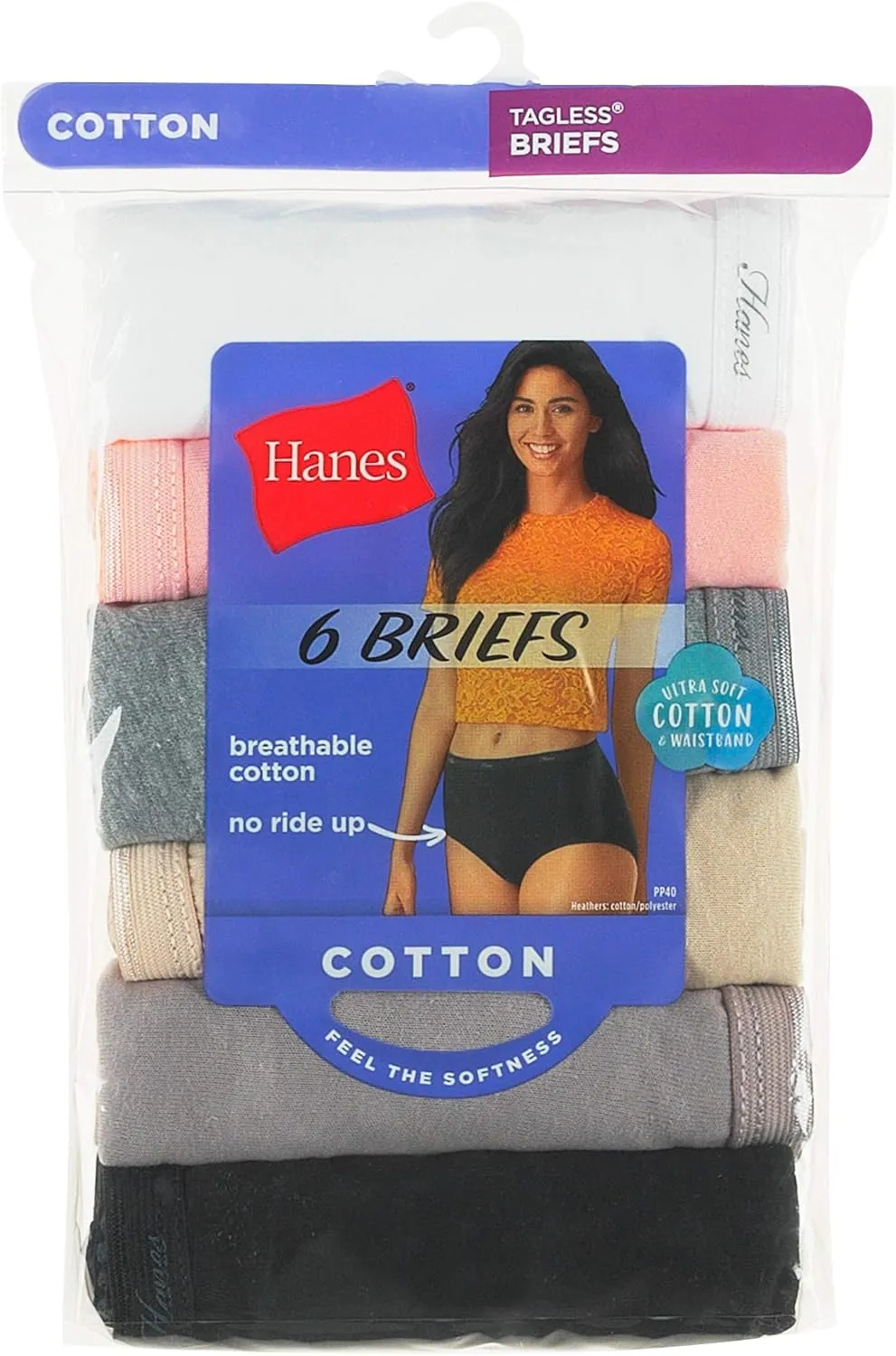 Hanes Women's High-Waisted Brief Panties, 6-Pack, Moisture-Wicking Cotton Brief Underwear (Colors May Vary)
