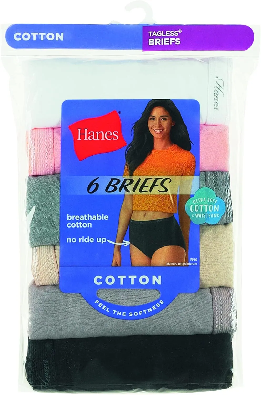 Hanes Women's High-Waisted Brief Panties, 6-Pack, Moisture-Wicking Cotton Brief Underwear (Colors May Vary)