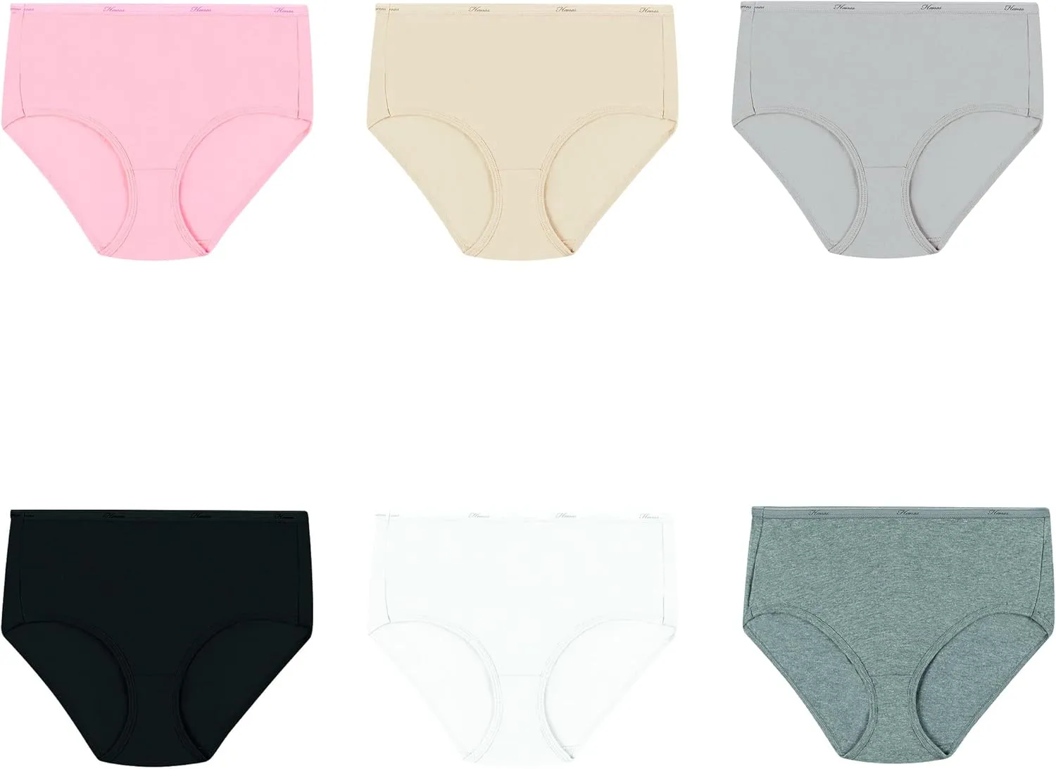 Hanes Women's High-Waisted Brief Panties, 6-Pack, Moisture-Wicking Cotton Brief Underwear (Colors May Vary)