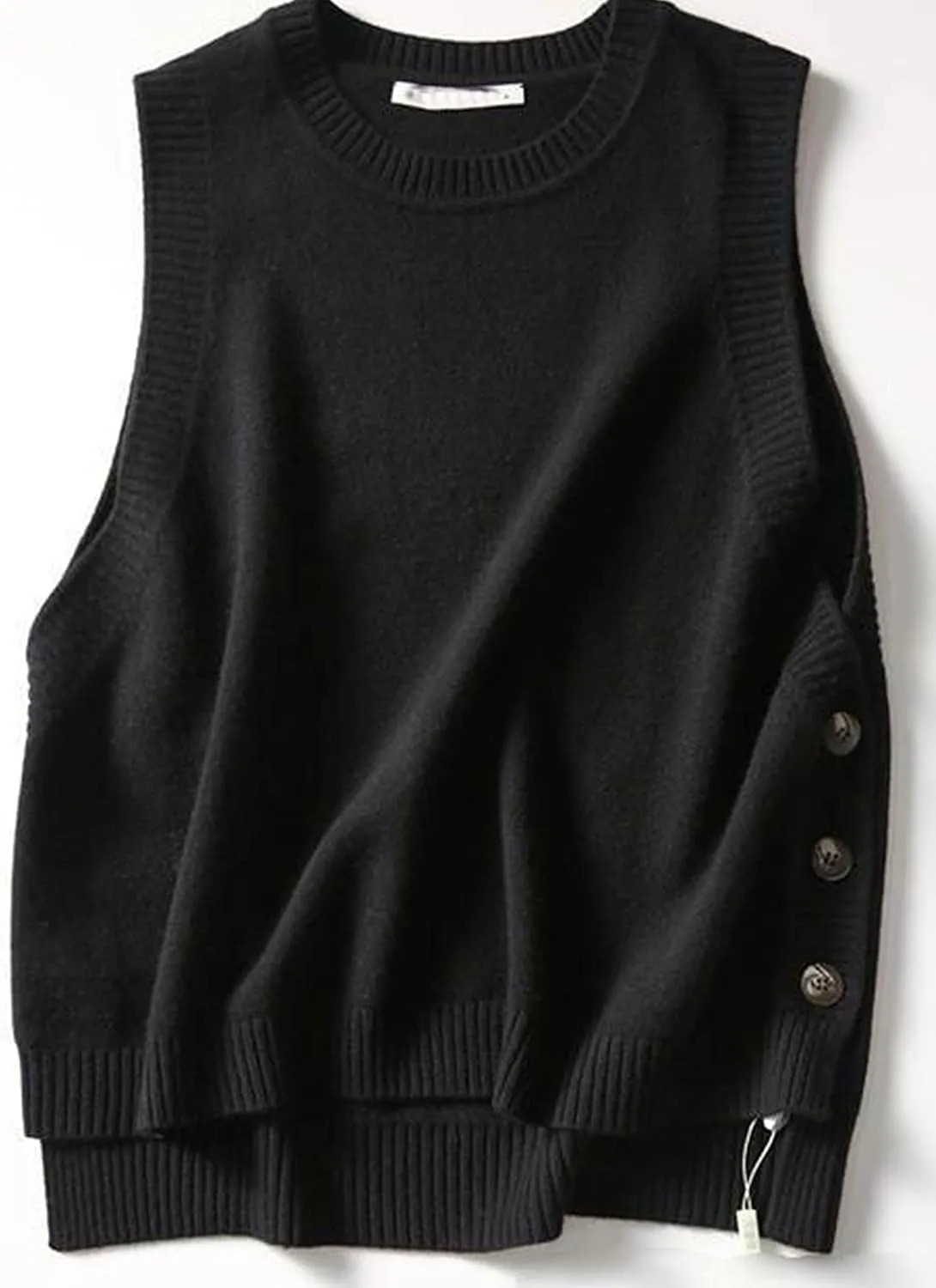 HangNiFang Women's Round Neck Sleeveless Pullover Ribbed Knit Sweater Vest Top