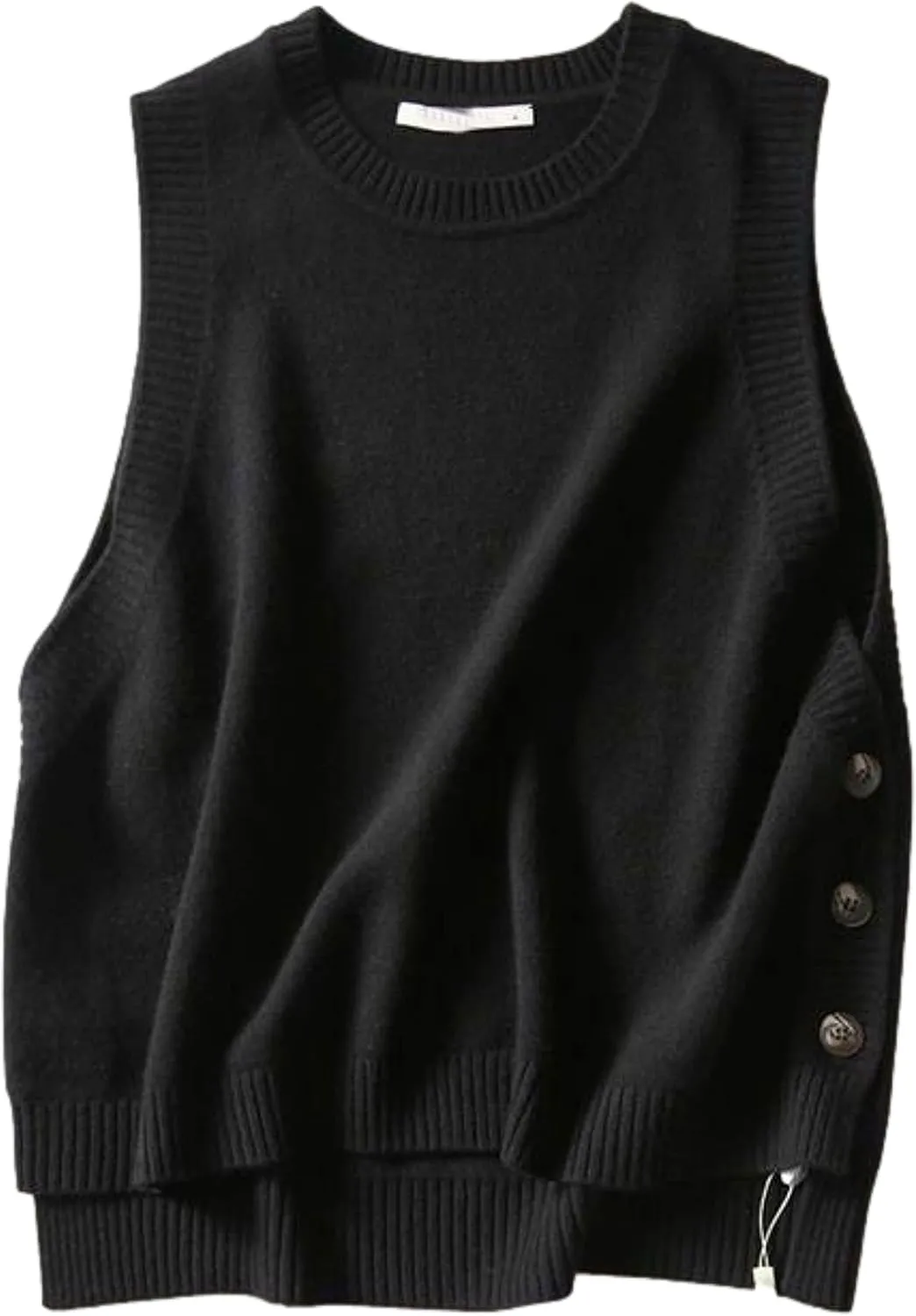 HangNiFang Women's Round Neck Sleeveless Pullover Ribbed Knit Sweater Vest Top