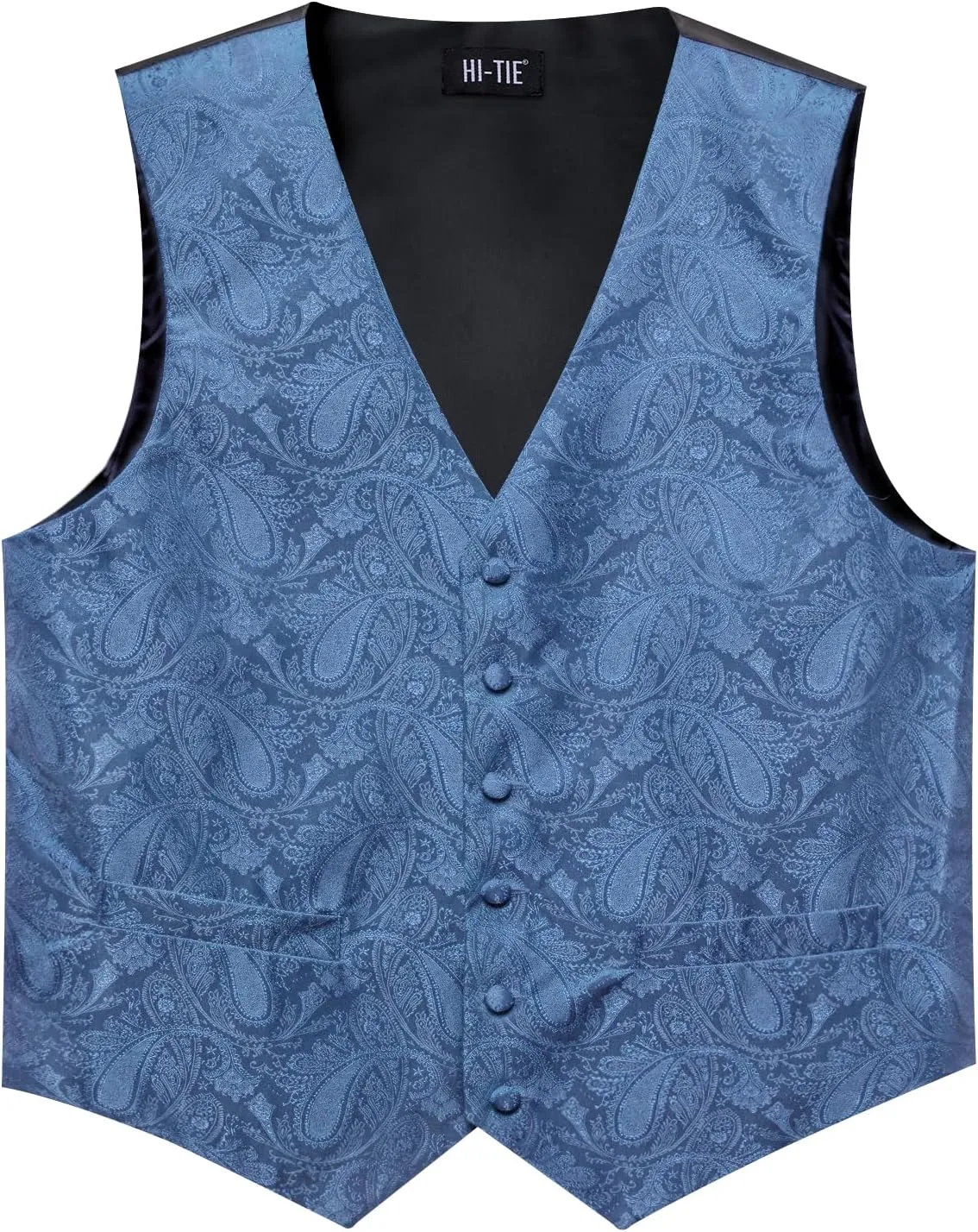 Hi-Tie Men's Suit Vest and Tie Set Formal Waistcoat V-Neck Paisley Vest and Tie Pocket Square Cufflinks Set for Wedding