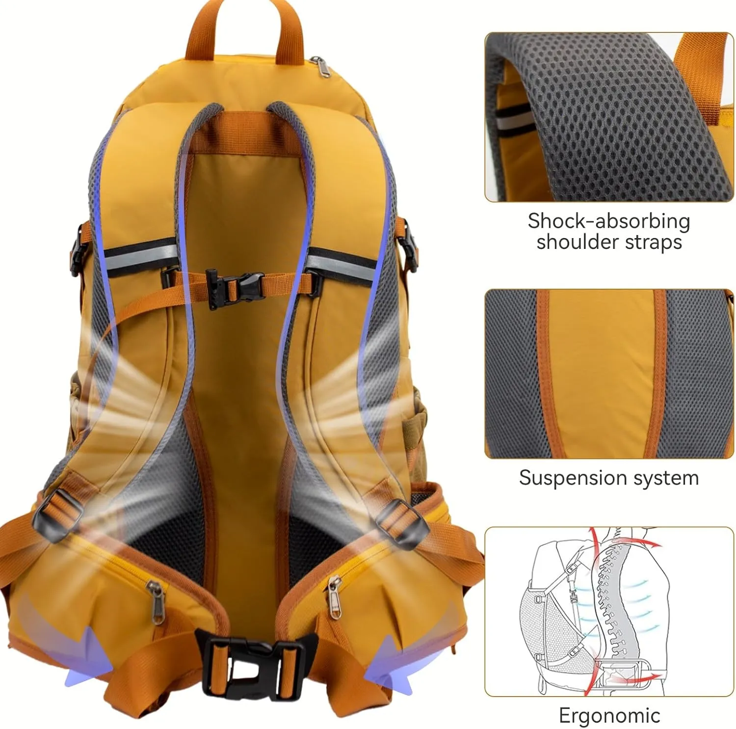 Hiking Backpack 40L, Waterproof Hiking Backpack with Rain Cover, Large Camping Bag Outdoor Sport Travel Daypack