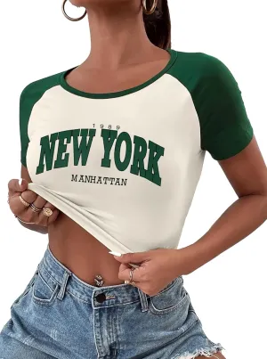 Hilinker Womens Short Sleeve Graphic Crop Tops Vintage Tees Summer Cute T Shirts