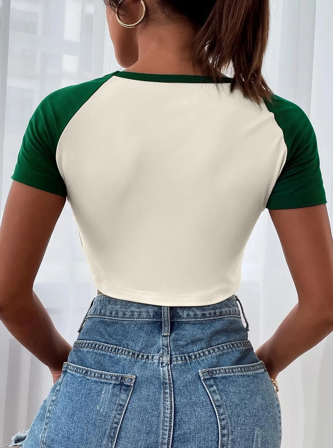 Hilinker Womens Short Sleeve Graphic Crop Tops Vintage Tees Summer Cute T Shirts