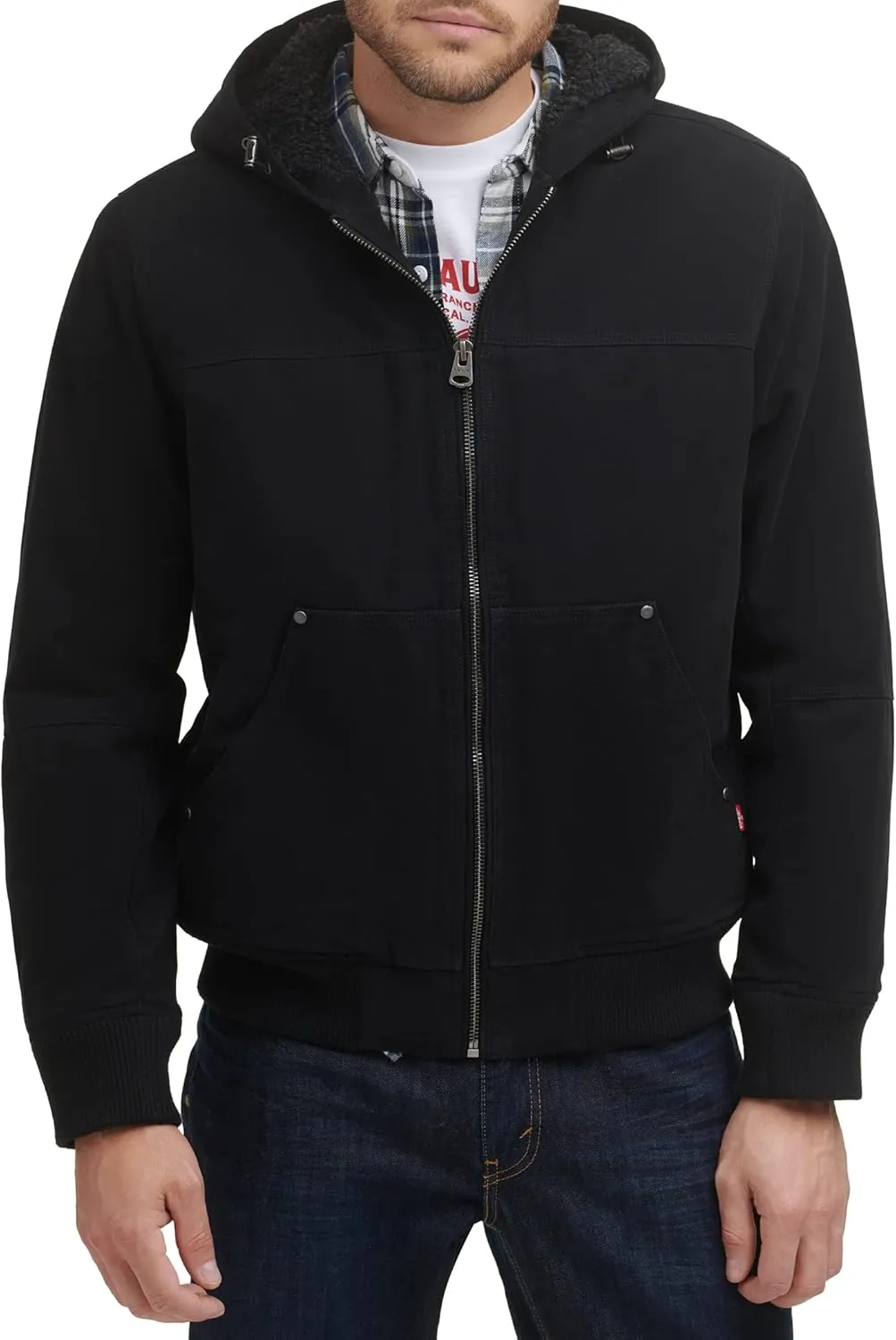 Levi's Mens Workwear Cotton Canvas Hooded Bomber Jacket (Regular & Big & Tall Sizes)