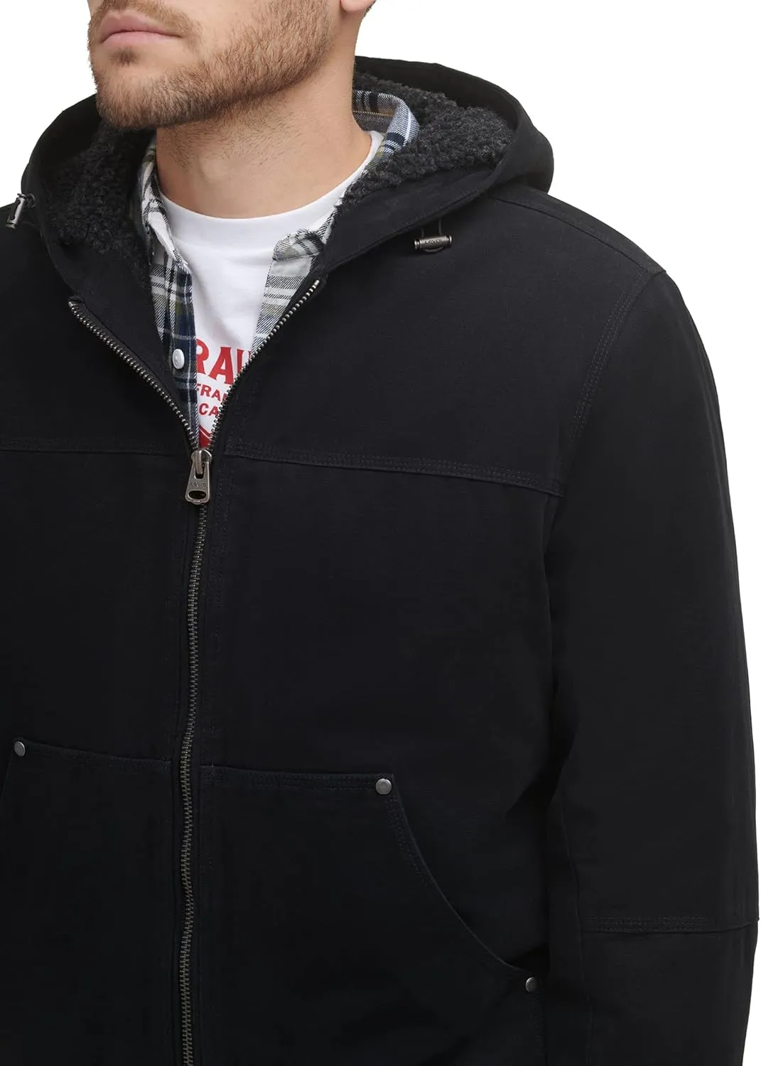 Levi's Mens Workwear Cotton Canvas Hooded Bomber Jacket (Regular & Big & Tall Sizes)