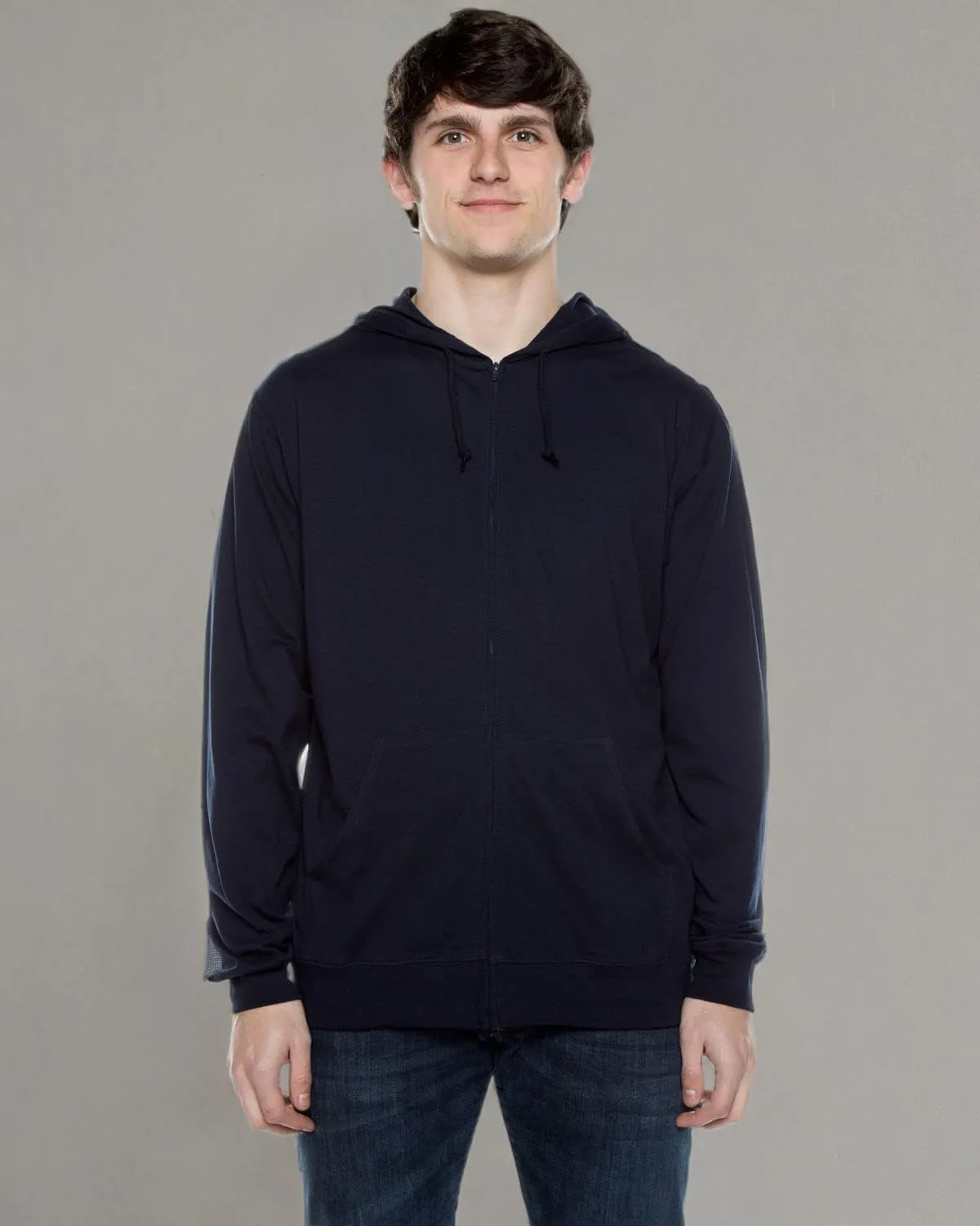 Lightweight Jersey Zip Hoodie for Men  Full Zip Casual Cotton Hoodie, Soft Long Sleeve