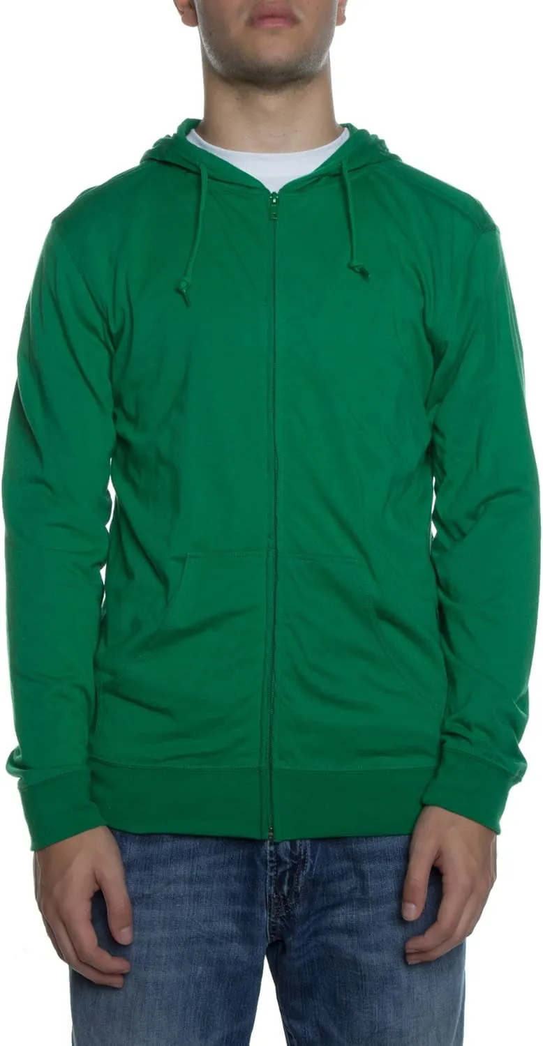Lightweight Jersey Zip Hoodie for Men  Full Zip Casual Cotton Hoodie, Soft Long Sleeve
