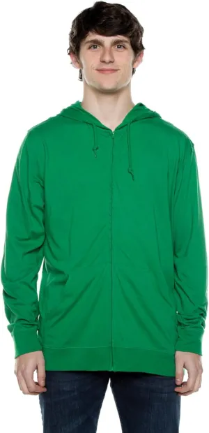 Lightweight Jersey Zip Hoodie for Men  Full Zip Casual Cotton Hoodie, Soft Long Sleeve