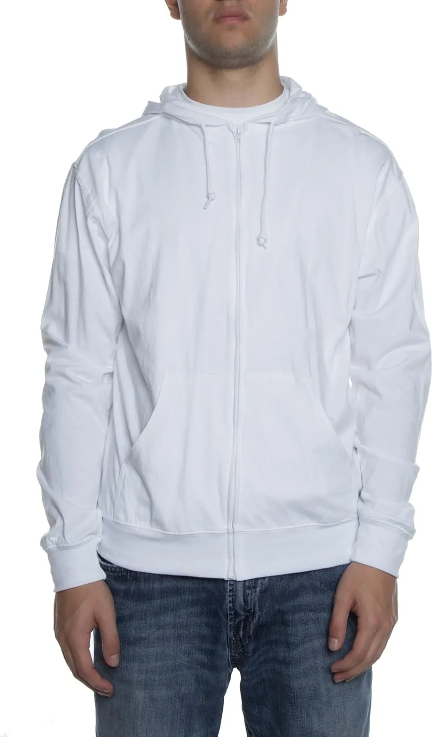 Lightweight Jersey Zip Hoodie for Men  Full Zip Casual Cotton Hoodie, Soft Long Sleeve