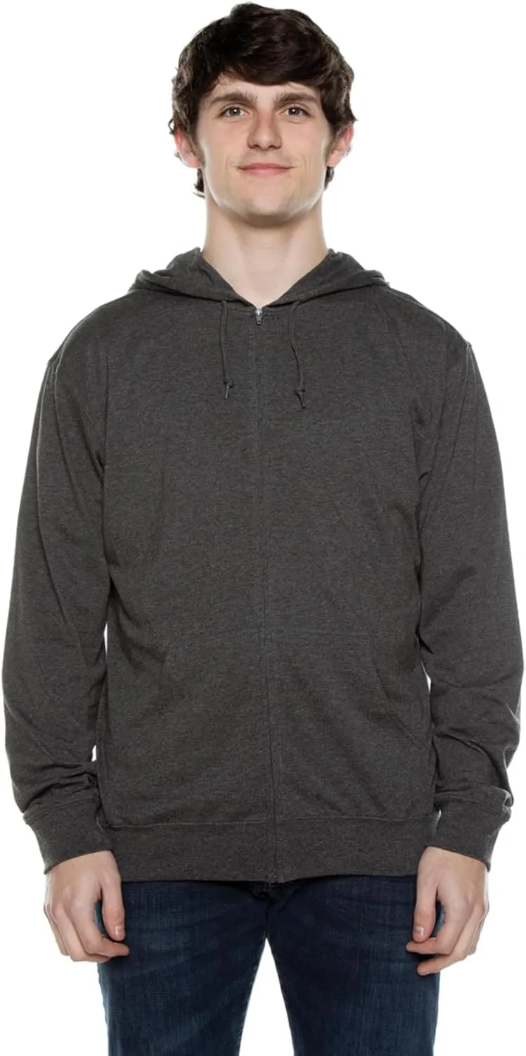 Lightweight Jersey Zip Hoodie for Men  Full Zip Casual Cotton Hoodie, Soft Long Sleeve