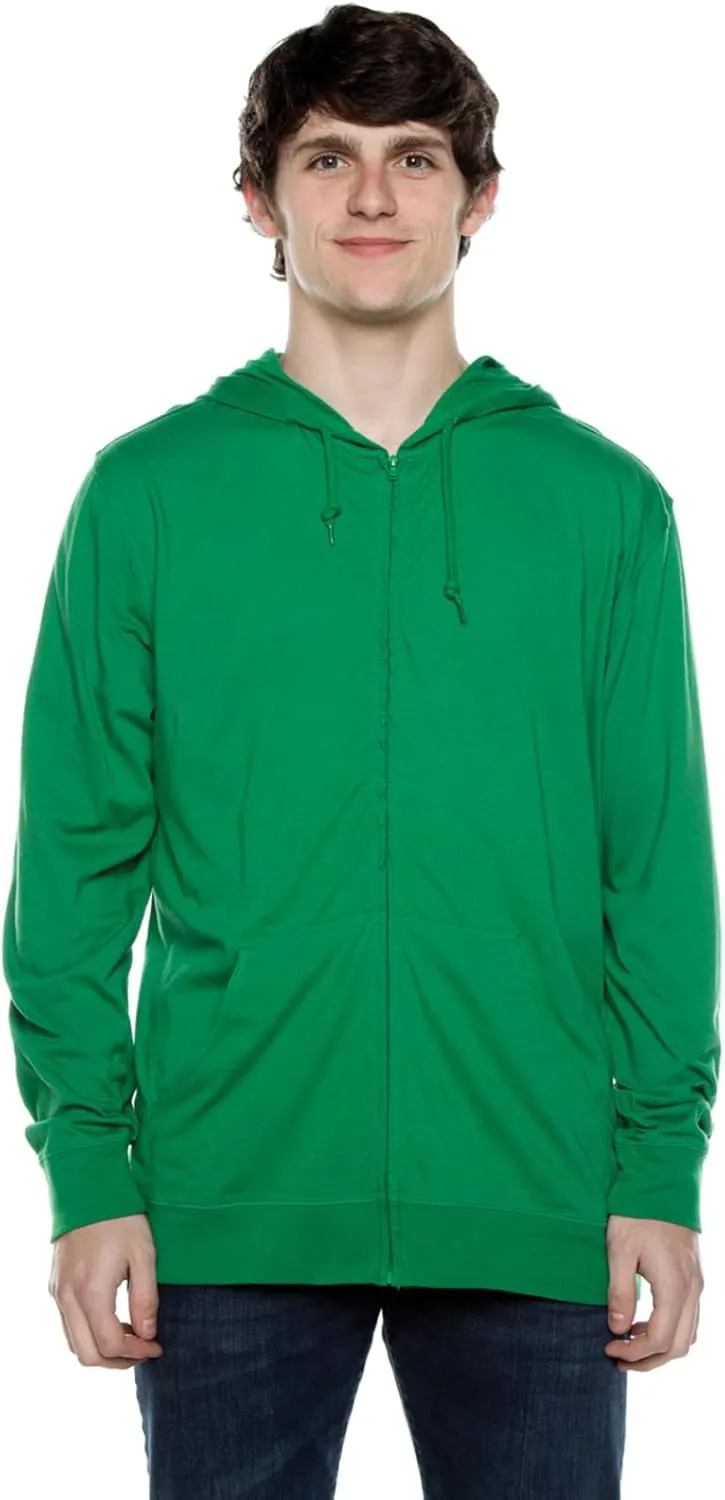 Lightweight Jersey Zip Hoodie for Men  Full Zip Casual Cotton Hoodie, Soft Long Sleeve
