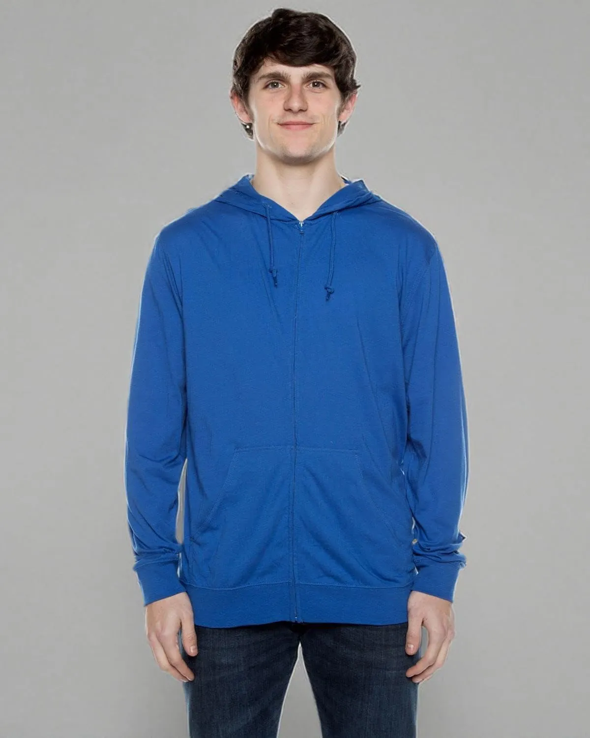 Lightweight Jersey Zip Hoodie for Men  Full Zip Casual Cotton Hoodie, Soft Long Sleeve