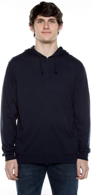 Lightweight Jersey Zip Hoodie for Men  Full Zip Casual Cotton Hoodie, Soft Long Sleeve