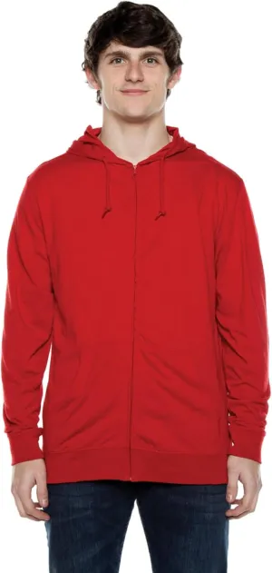 Lightweight Jersey Zip Hoodie for Men  Full Zip Casual Cotton Hoodie, Soft Long Sleeve