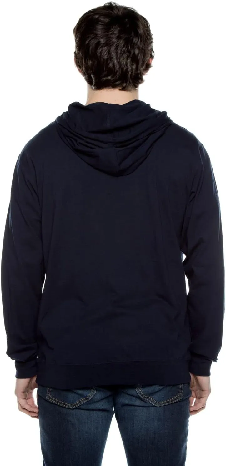 Lightweight Jersey Zip Hoodie for Men  Full Zip Casual Cotton Hoodie, Soft Long Sleeve