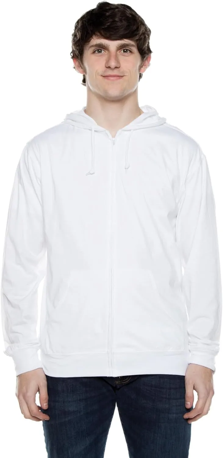 Lightweight Jersey Zip Hoodie for Men  Full Zip Casual Cotton Hoodie, Soft Long Sleeve