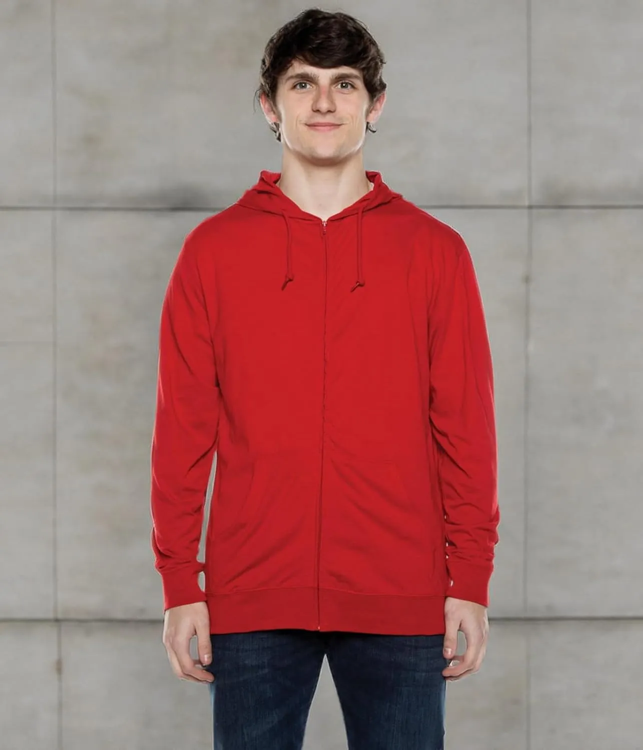 Lightweight Jersey Zip Hoodie for Men  Full Zip Casual Cotton Hoodie, Soft Long Sleeve