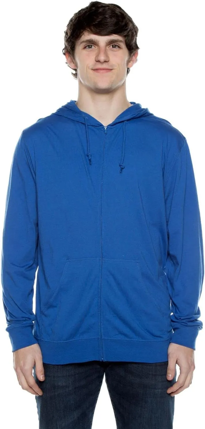 Lightweight Jersey Zip Hoodie for Men  Full Zip Casual Cotton Hoodie, Soft Long Sleeve