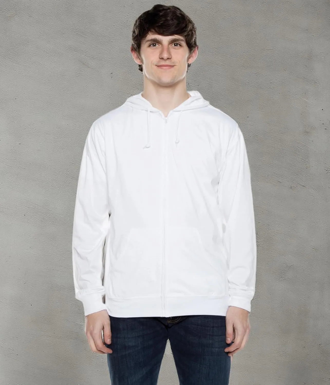 Lightweight Jersey Zip Hoodie for Men  Full Zip Casual Cotton Hoodie, Soft Long Sleeve