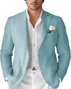 Men's Casual Linen Blazer Lightweight Sport Coat Regular Fit Formal Beach Wedding Groomsmen Jackets Suit 2025