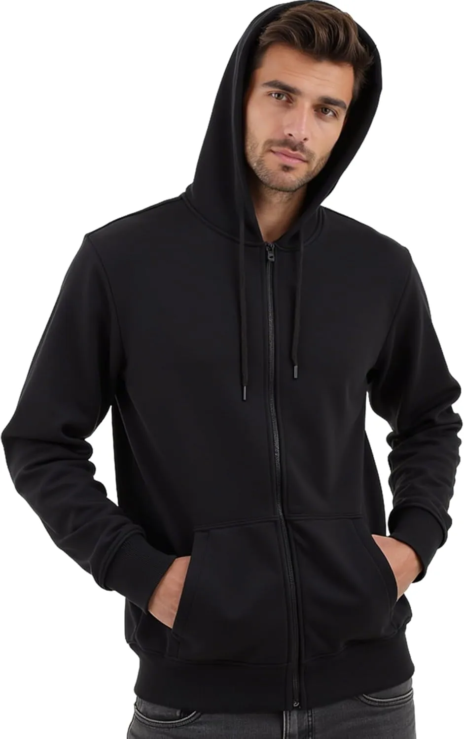 Men's Full Zip Hoodie Fleece Long Sleeve Hooded Sweatshirt Pullover Men Lightweight Athletic Hoodies