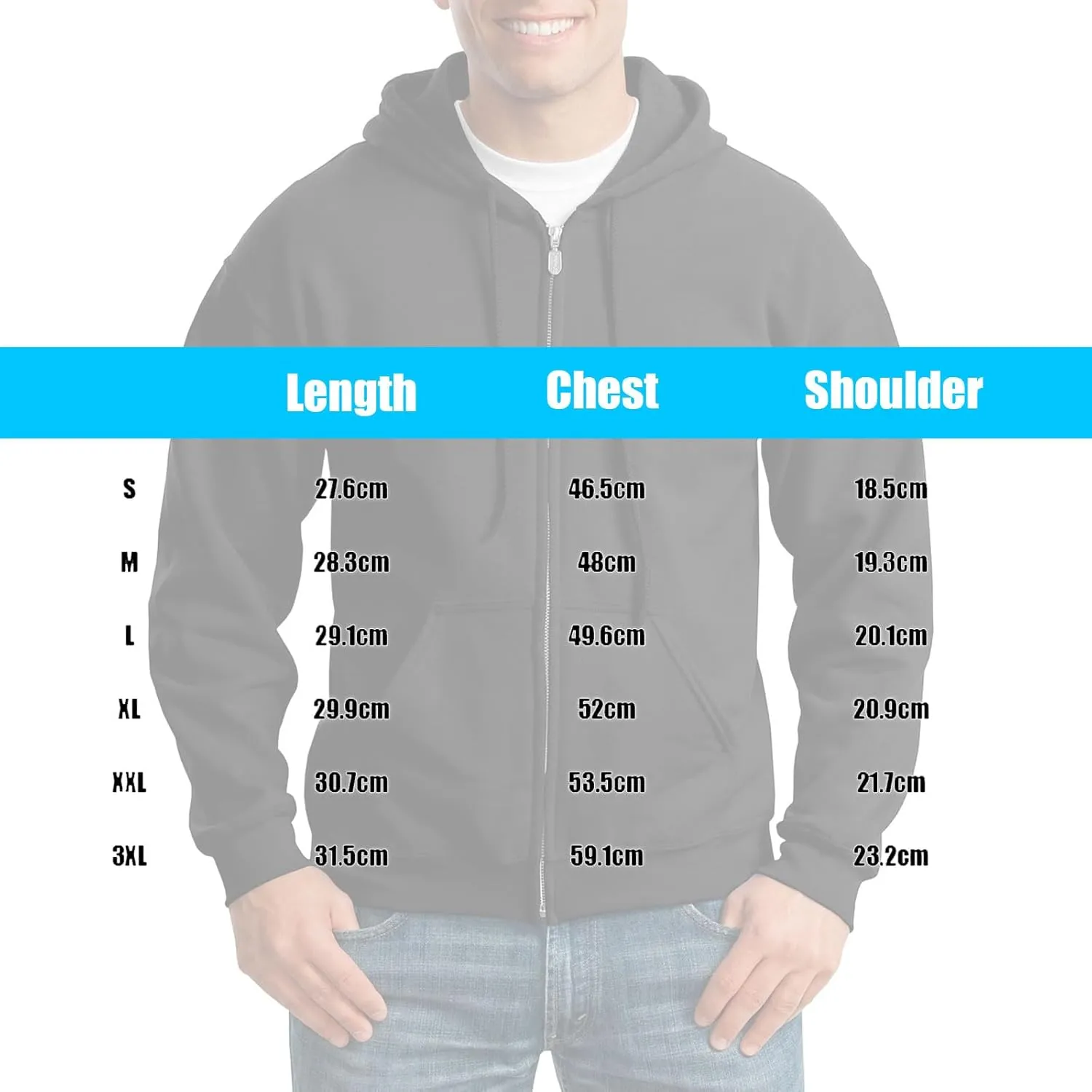 Mens Zip Up Hoodie Long Sleeve Fleece Full-zip Hooded Sweatshirt Pullover With Kangaroo Pocket S-3XL