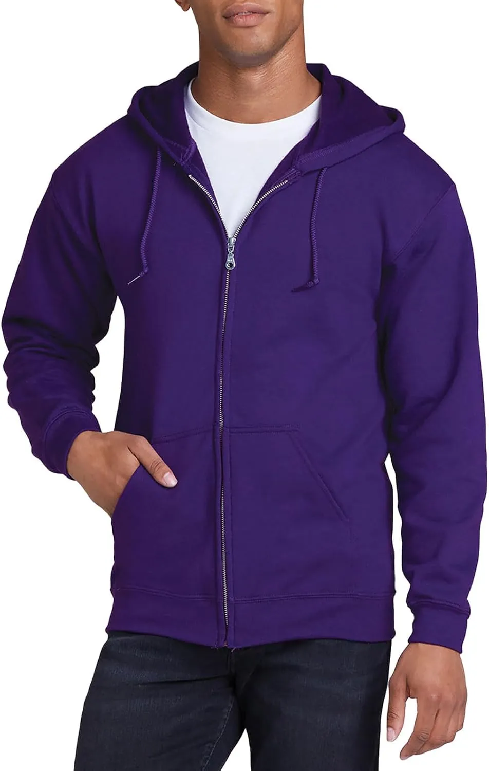 Mens Zip Up Hoodie Long Sleeve Fleece Full-zip Hooded Sweatshirt Pullover With Kangaroo Pocket S-3XL