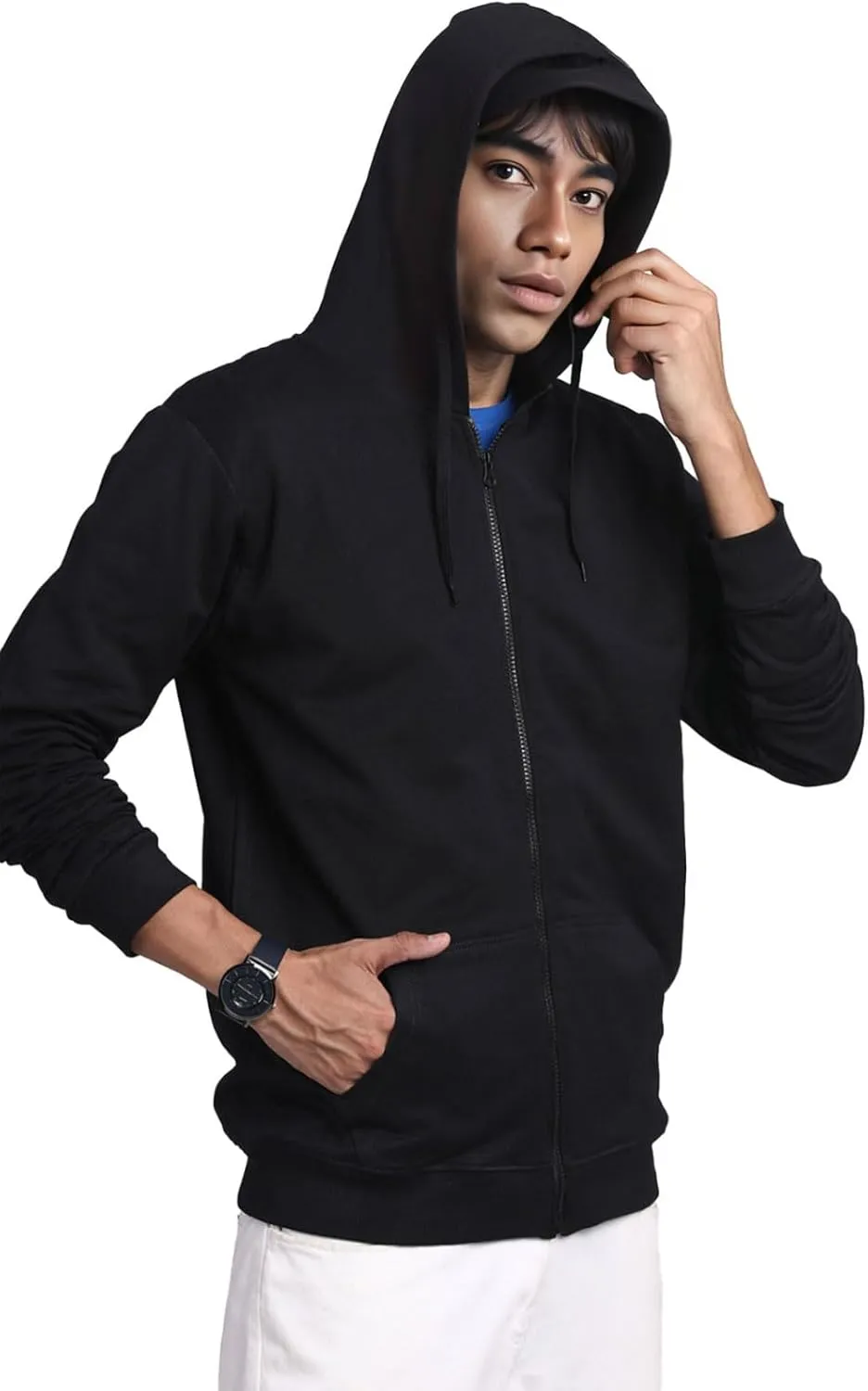 Mens Zip Up Hoodie Long Sleeve Fleece Full-zip Hooded Sweatshirt Pullover With Kangaroo Pocket S-3XL