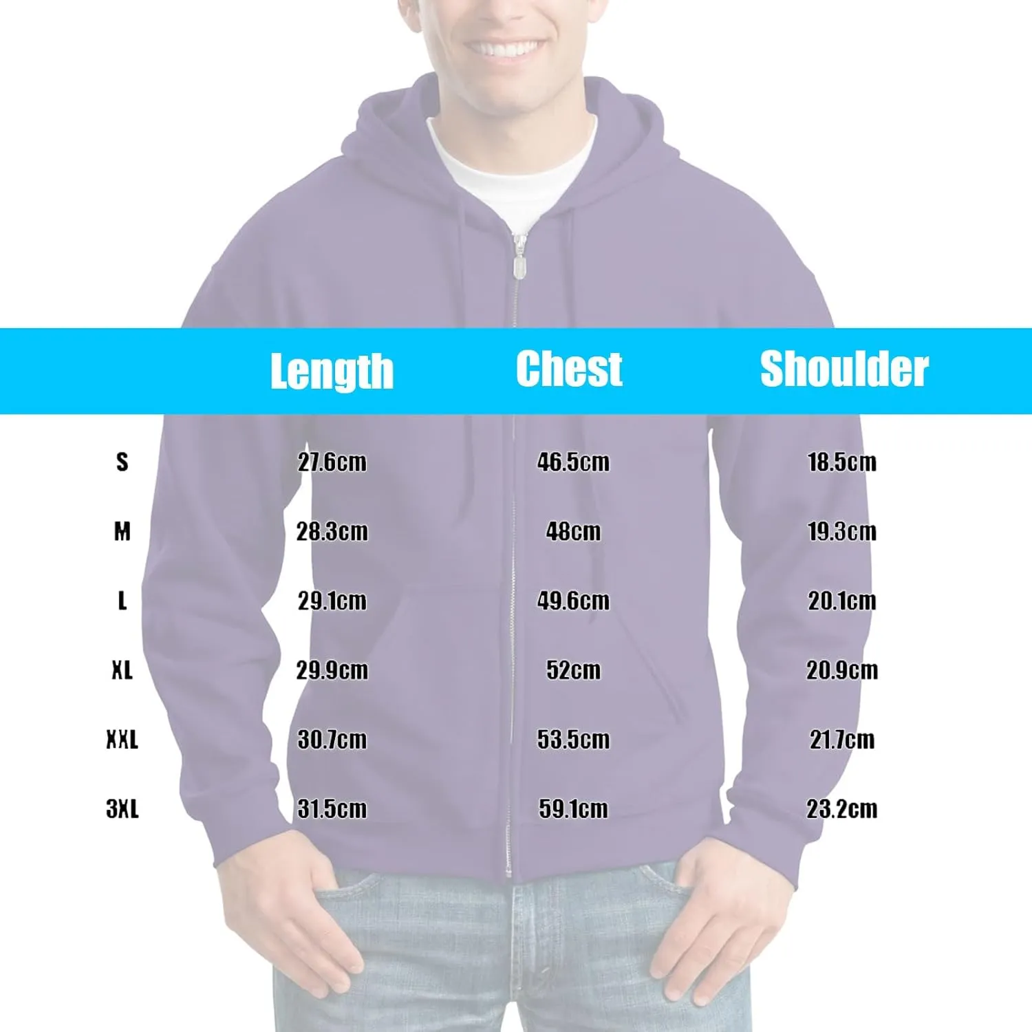 Mens Zip Up Hoodie Long Sleeve Fleece Full-zip Hooded Sweatshirt Pullover With Kangaroo Pocket S-3XL