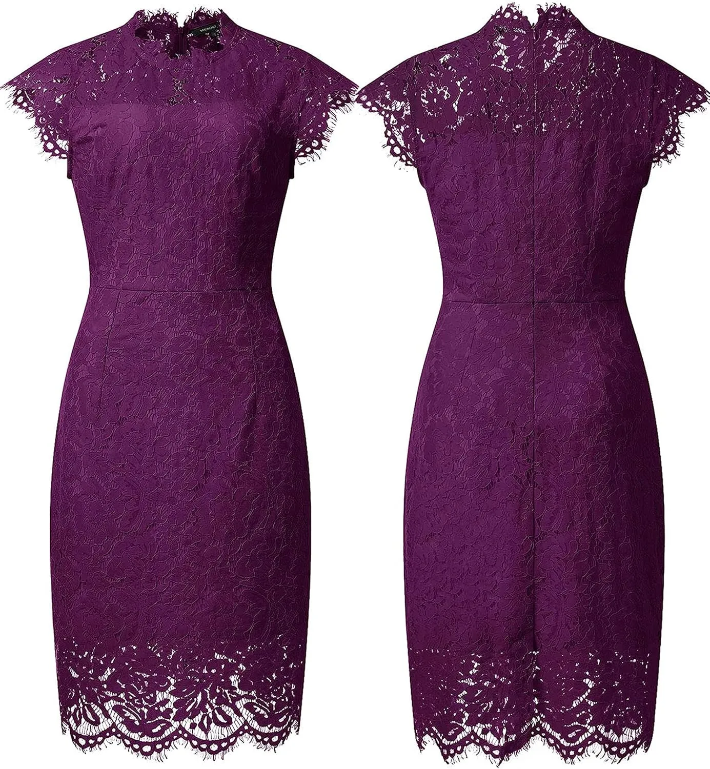 MEROKEETY Women's Sleeveless Lace Floral Elegant Cocktail Dress Crew Neck Knee Length for Party