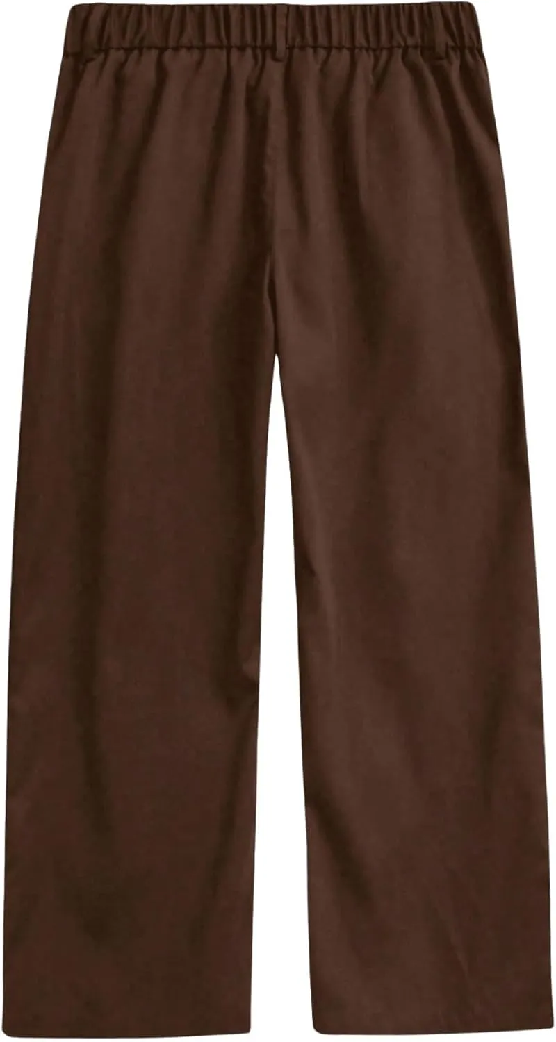 Milumia Men's Pleat Front Wide Leg Long Pants Button Loose Casual Pants