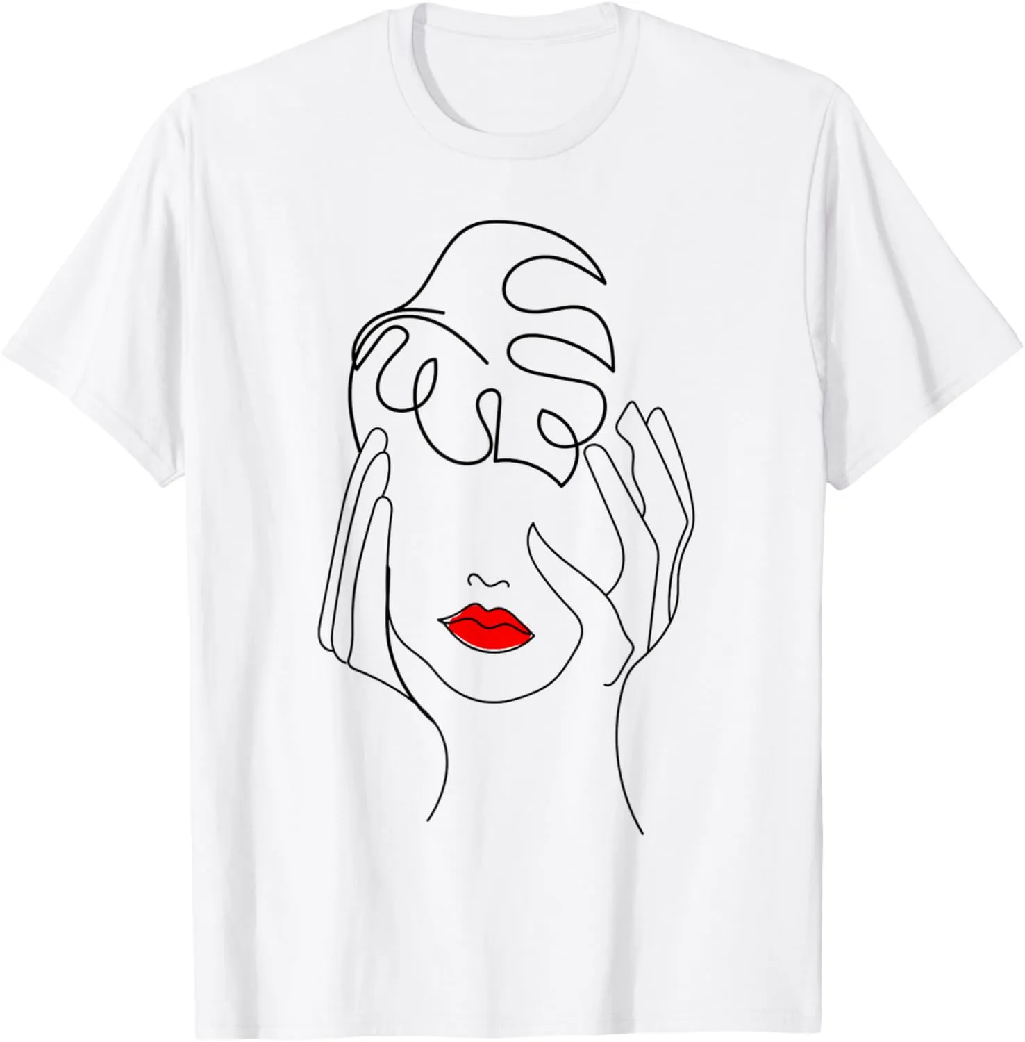 Minimalist Aesthetic Drawing of a Face in Abstract Line T-Shirt