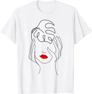 Minimalist Aesthetic Drawing of a Face in Abstract Line T-Shirt