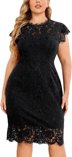 Miusol Women's Retro Lace Sleeveless Plus Size Formal Evening Prom Dress