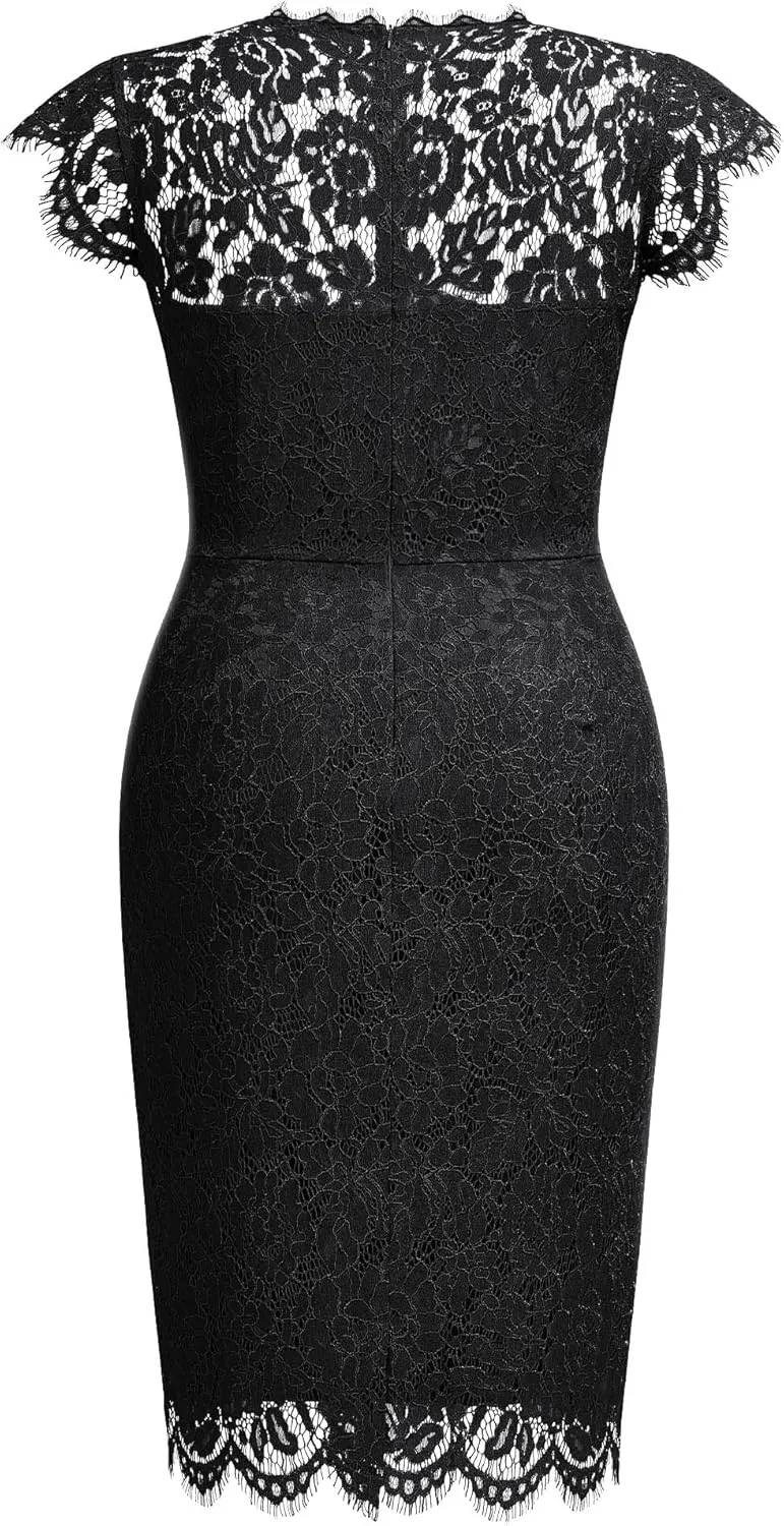 Miusol Women's Retro Lace Sleeveless Plus Size Formal Evening Prom Dress