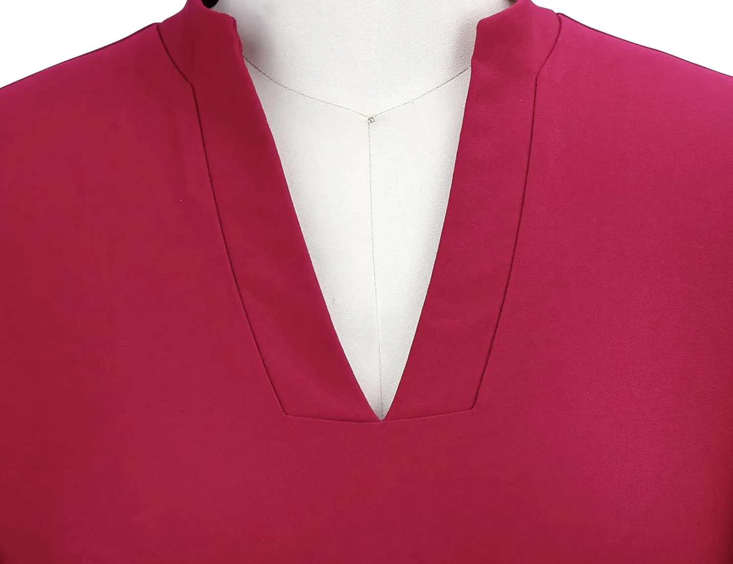 MUXXN Women's 1950s Retro 3/4 Sleeve V Neck Midi Sheath Vintage Cocktail Work Pencil Dresses