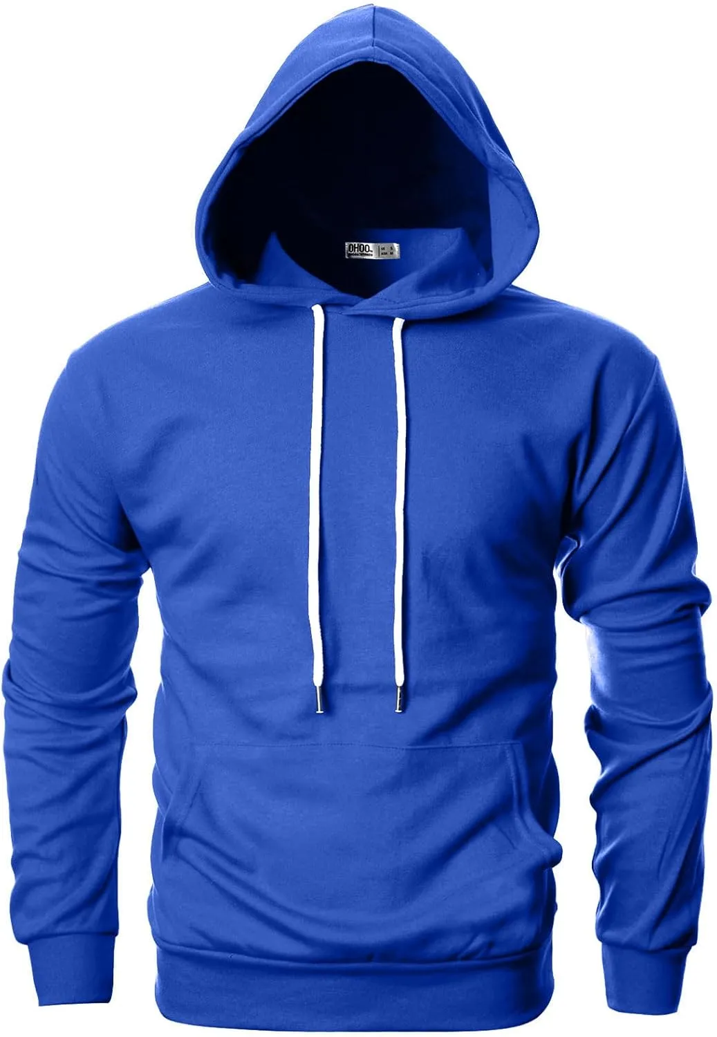 Ohoo Mens Slim Fit Basic Pullover Hoodies Sweatshirt Lightweight Long Sleeve with Kanga Pocket