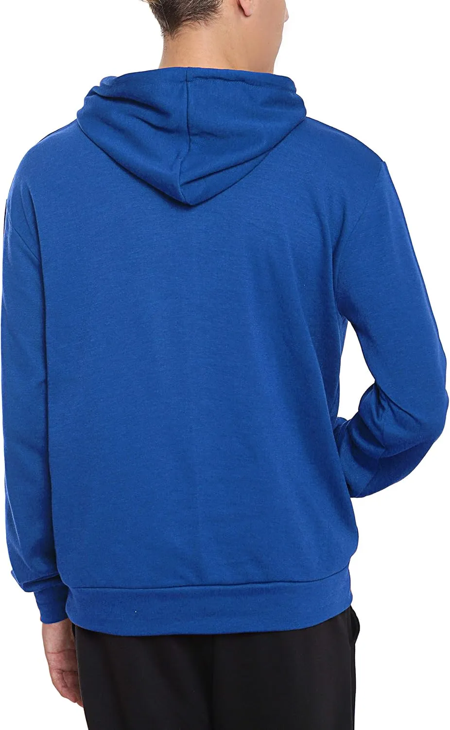 Ohoo Mens Slim Fit Basic Pullover Hoodies Sweatshirt Lightweight Long Sleeve with Kanga Pocket