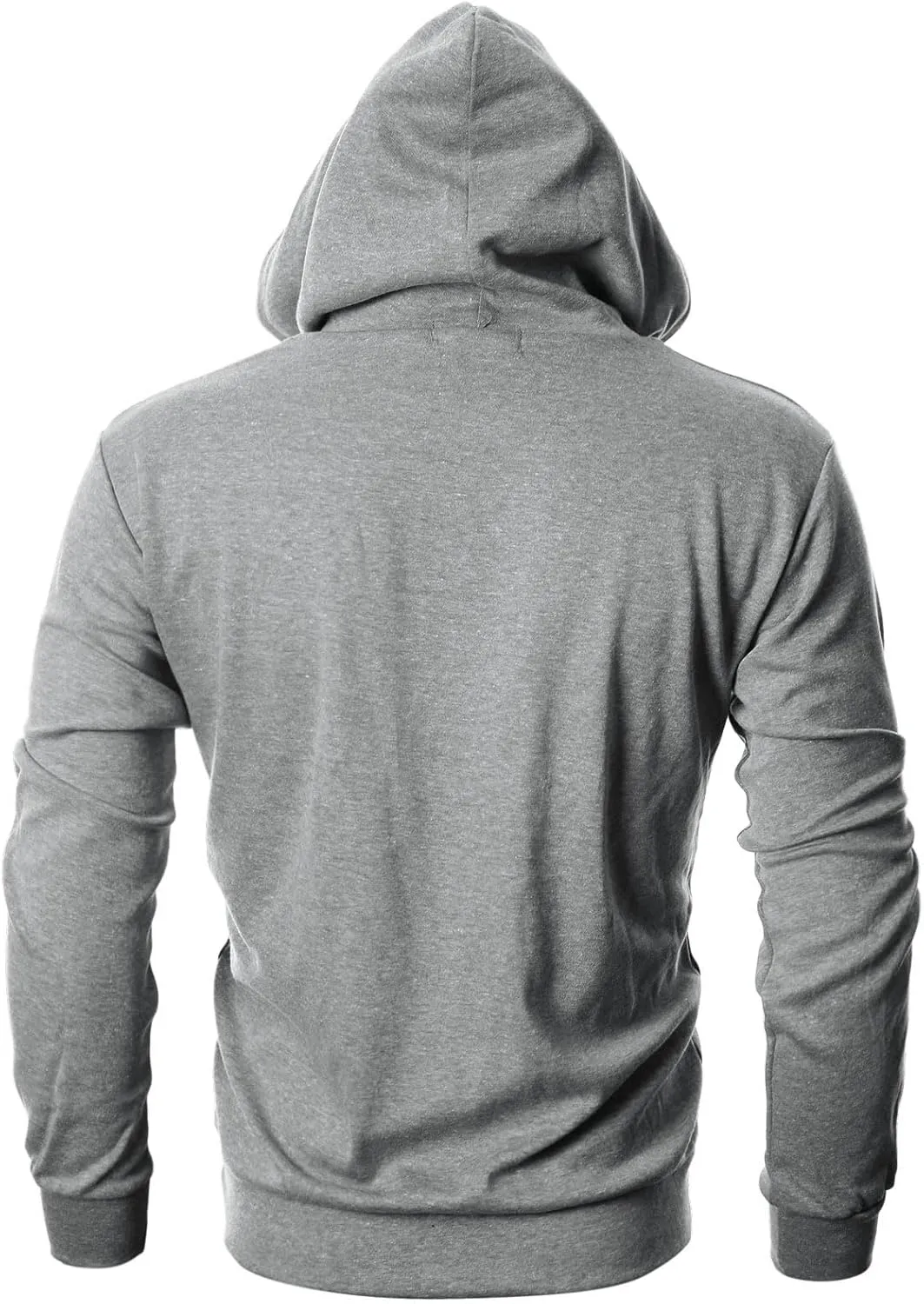 Ohoo Mens Slim Fit Basic Pullover Hoodies Sweatshirt Lightweight Long Sleeve with Kanga Pocket