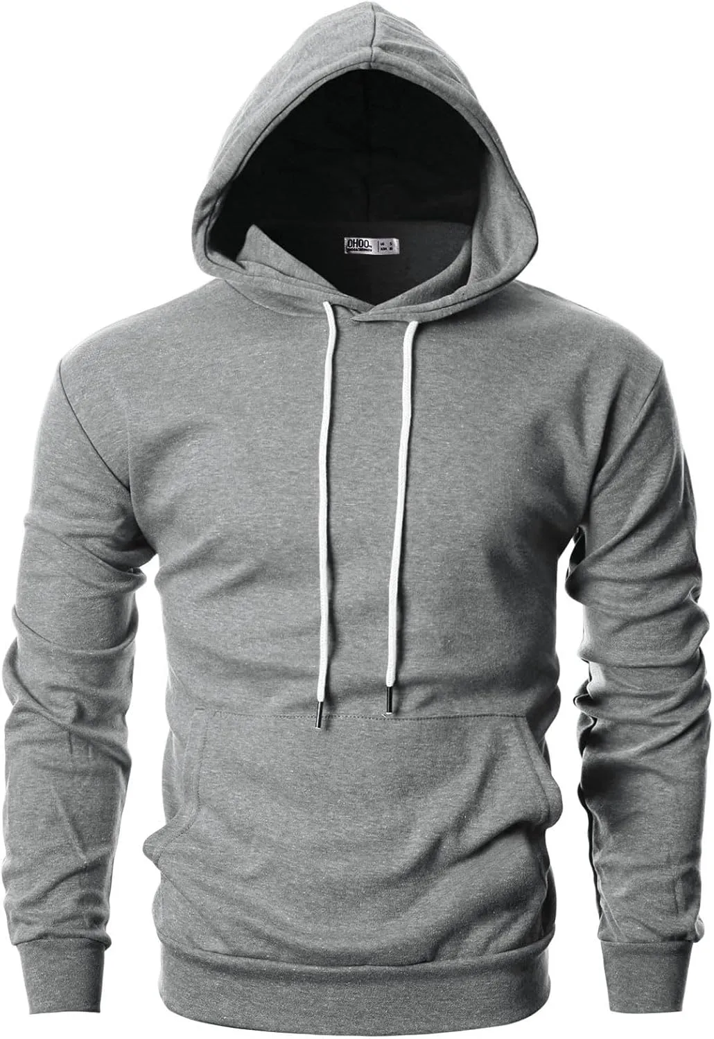 Ohoo Mens Slim Fit Basic Pullover Hoodies Sweatshirt Lightweight Long Sleeve with Kanga Pocket