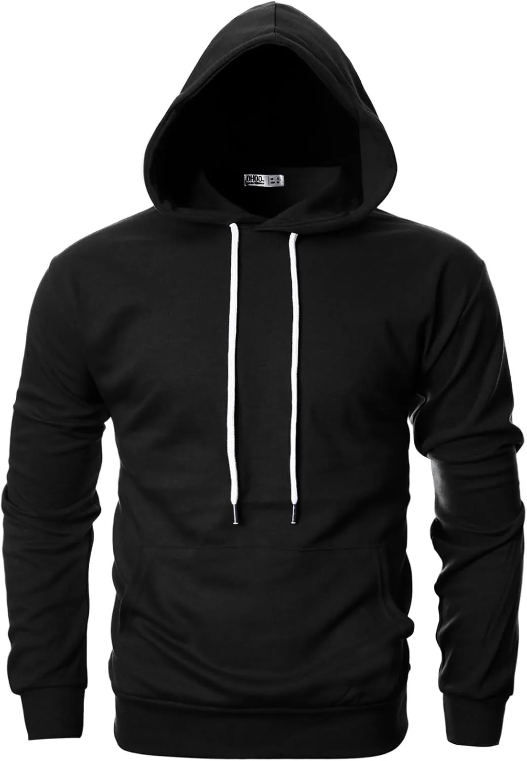 Ohoo Mens Slim Fit Basic Pullover Hoodies Sweatshirt Lightweight Long Sleeve with Kanga Pocket