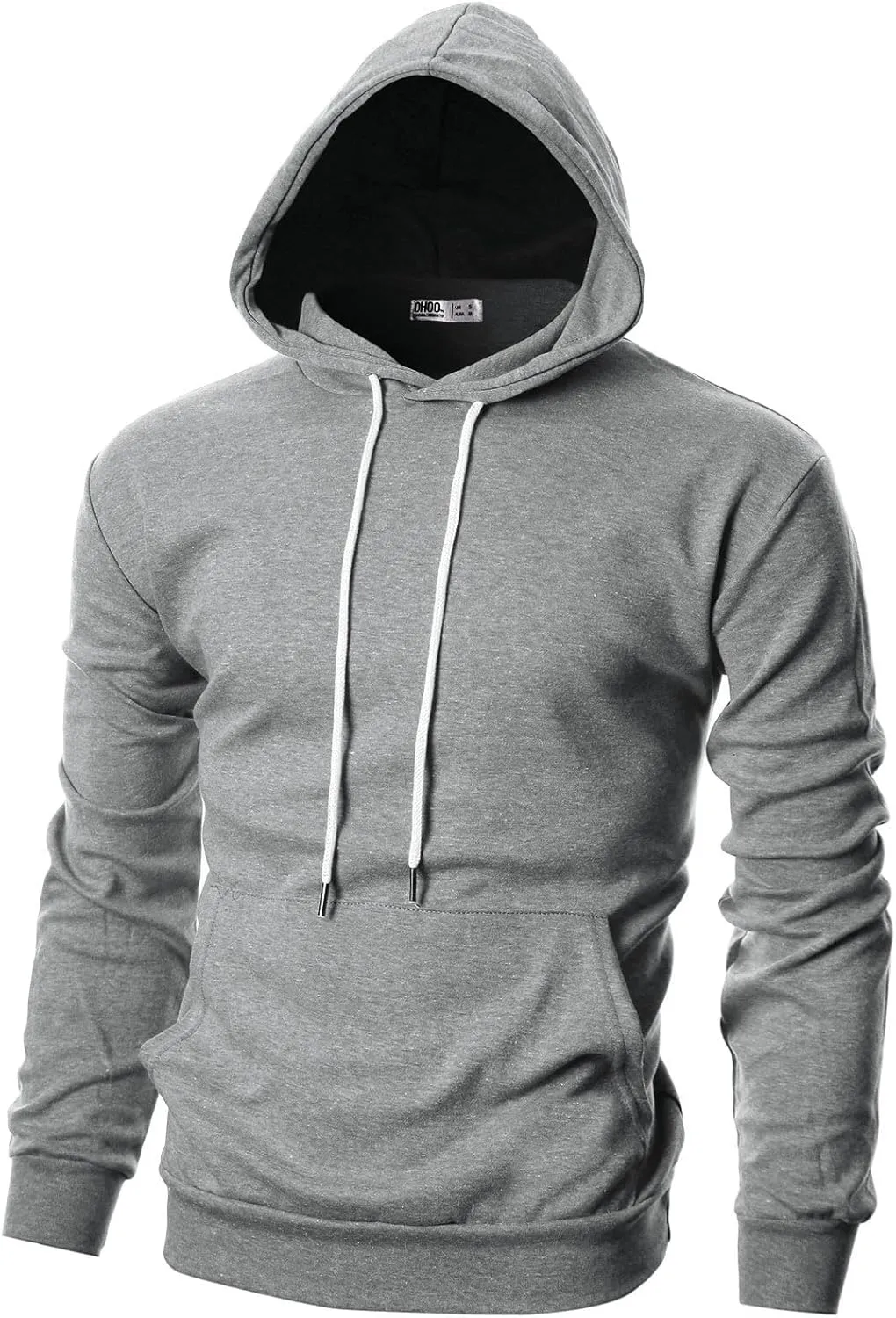 Ohoo Mens Slim Fit Basic Pullover Hoodies Sweatshirt Lightweight Long Sleeve with Kanga Pocket