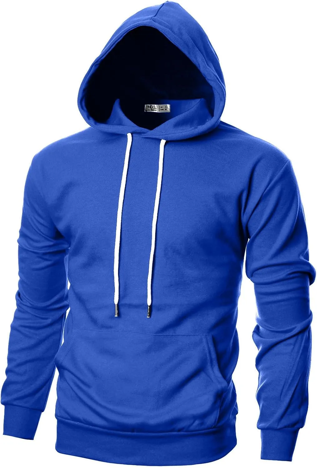 Ohoo Mens Slim Fit Basic Pullover Hoodies Sweatshirt Lightweight Long Sleeve with Kanga Pocket