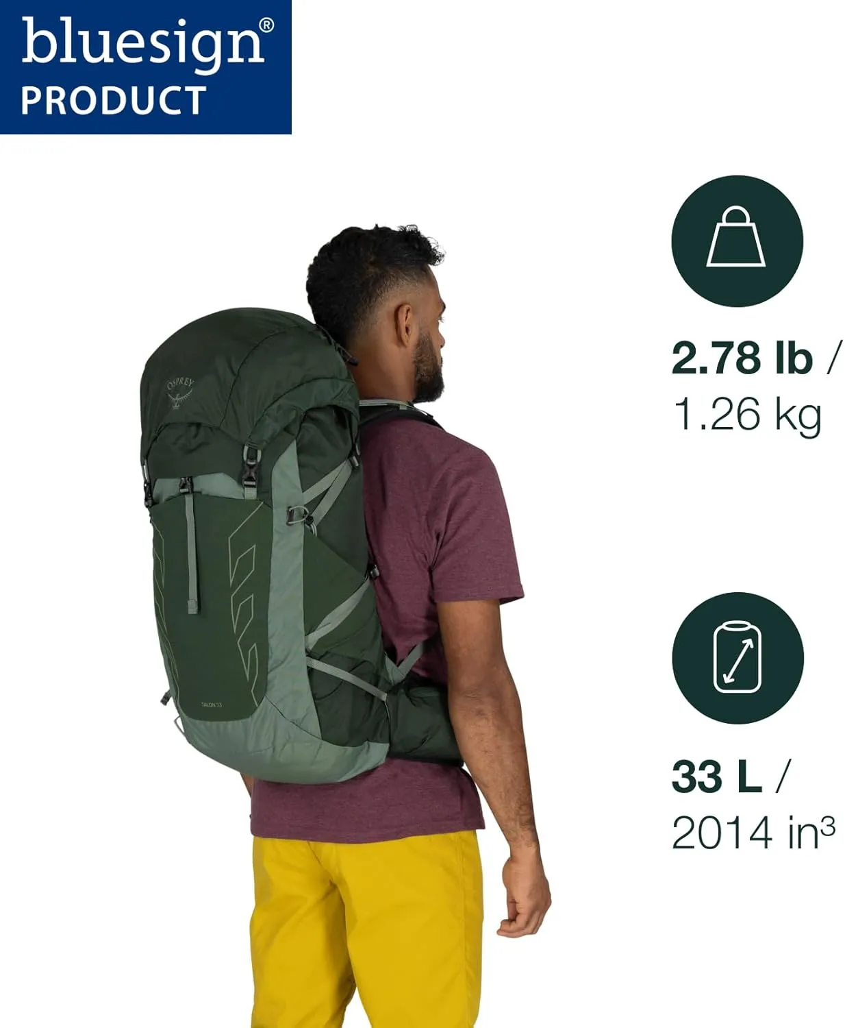 Osprey Talon 33L Men's Lightweight Hiking Backpack with Hipbelt, Black/Coal Grey