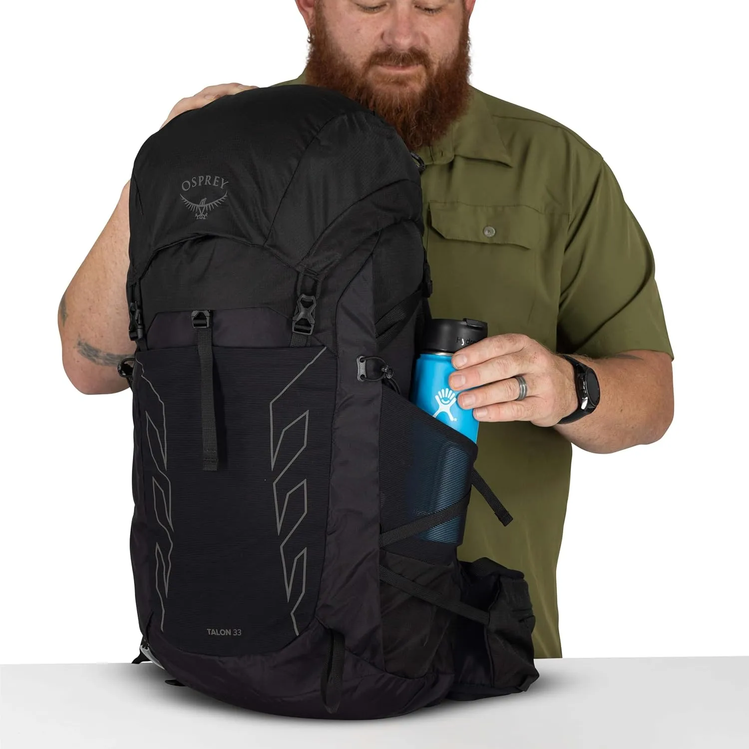 Osprey Talon 33L Men's Lightweight Hiking Backpack with Hipbelt, Green Canopy/Pine Leaf, Extended Fit